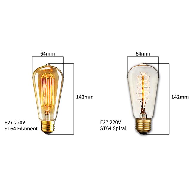 エジソンレトロ電球,ヴィンテージ,白熱灯,家の装飾用フィラメントランプ,220v,タイプe27｜flat-store｜22