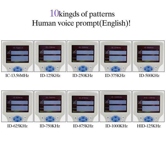 英語10周波数rfidリーダライタコピー機デュプリケーターic/id用のusbケーブルと125 125khzの13.56mhzカード液晶画面用｜flat-store｜10