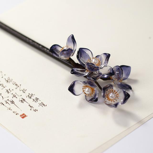 サンダルウッド-木製の花の形をしたヘアクリップ,手作りのオイルクリップ,レトロな中国の漢のヘアアクセサリー,ジュエリー｜flat-store｜02