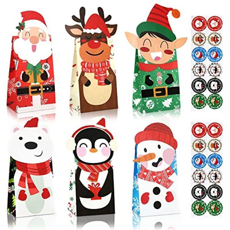 Lemeso クリスマス ラッピング 袋 紙袋 24枚セット マチあり 角底袋 クリスマス袋 お菓子 ギフトラッピング プレゼント袋 ギフト 国内最安値