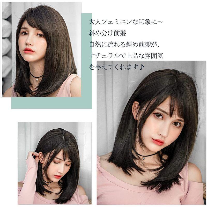 30 Off メンズアクセサリー Feshfen ウィッグ フルウィッグ レディース セミロング 女装 ストレート ミディアム 斜めバング かつら 女性 横分け 斜め前髪 ス Www Threeriversofs Com