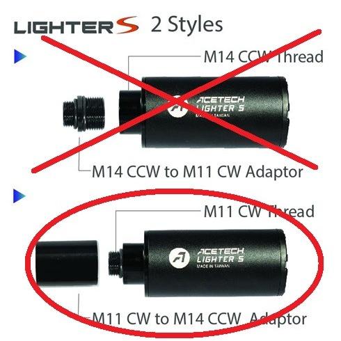 ACETECH Lighter S(11mm Ver)対応 14mm逆ネジアダプターカバー(20mmレール付Ver) |  | 01