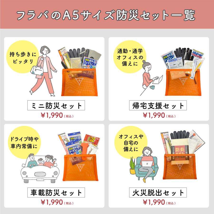 帰宅支援セット 防災士監修 A5 防災セット emergency 非常用持出袋 防災用品 オフィス 法人｜flava2020｜17