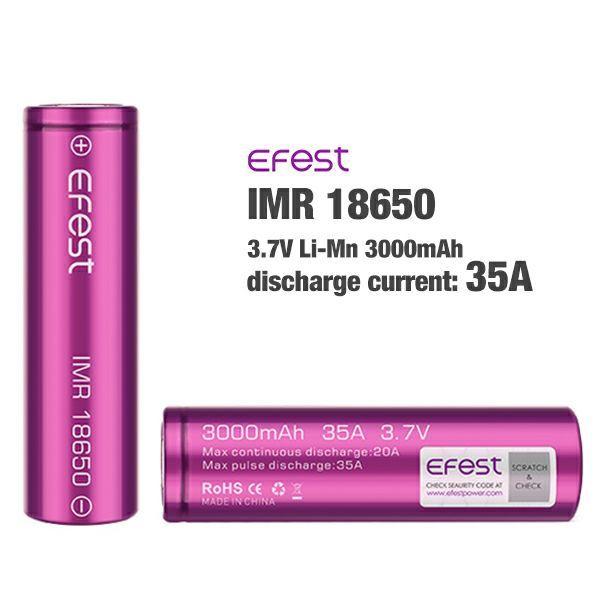 バッテリー 18650 Efest IMR 18650 35A 容量 3000mAh 充電式 リチウムイオン 懐中電灯 VAPE メール便無料（Yahoo!・電子タバコ専門店 Flavor-Kitchen）