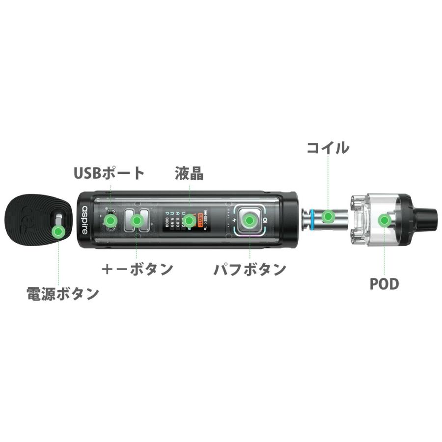 vape pod aspire Veynom EX KIT アスパイア ヴェノム イーエックス 電子タバコ pod型 本体 べイプ 爆煙 BP80 Rhea X ベノム ヴェノムEX｜flavor-kitchen｜07