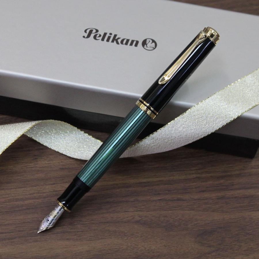 ペリカン M600 緑縞 万年筆 ロジウム装飾14金ペン先 プレゼント ギフト 就職 御祝 誕生日 記念品 :M600-green:フレバー 通販 Pelikan ペリカン スーベレーン M600 グリーンストライプ 緑縞 ロジウム装飾14金ペン先 万年筆
