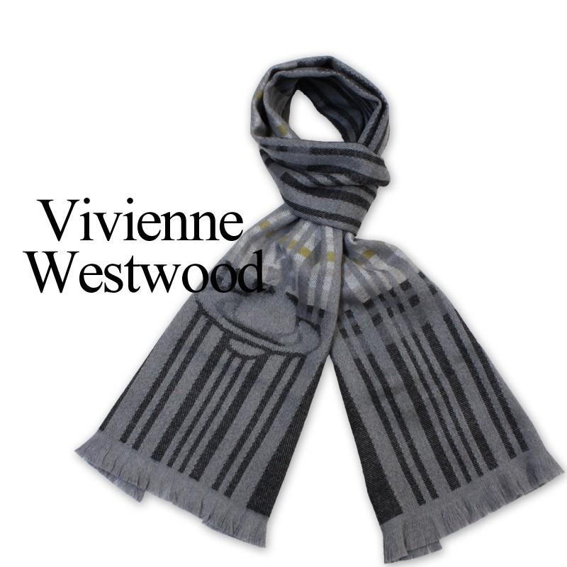 ヴィヴィアンウエストウッド 即納特典付き マフラー オーヴストライプ グレー ブラック セール プレゼント クリスマス ギフト 誕生日