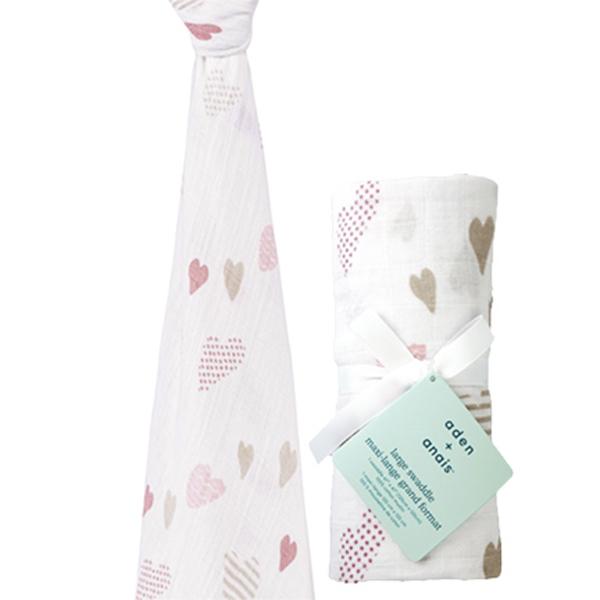 日本正規品 aden+anais（エイデンアンドアネイ） heart breaker hearts classic 1枚入り (クラシック