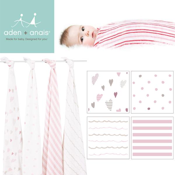 日本正規品 aden+anais（エイデンアンドアネイ） heart breaker 4枚セット (クラシック) おくるみ swaddle ス