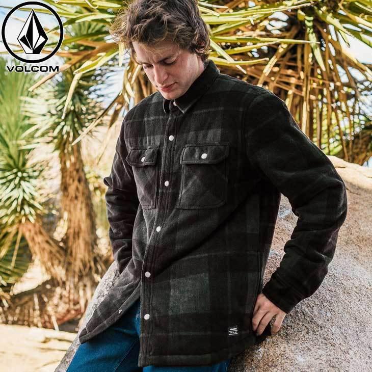 ★VOLCOM ボルコム　裏起毛フード　チェック　シャツ風　ジャケット　ウェア VOLCOM ボルコム 長袖 シャツ Bowered Polar Fleece LS フリース