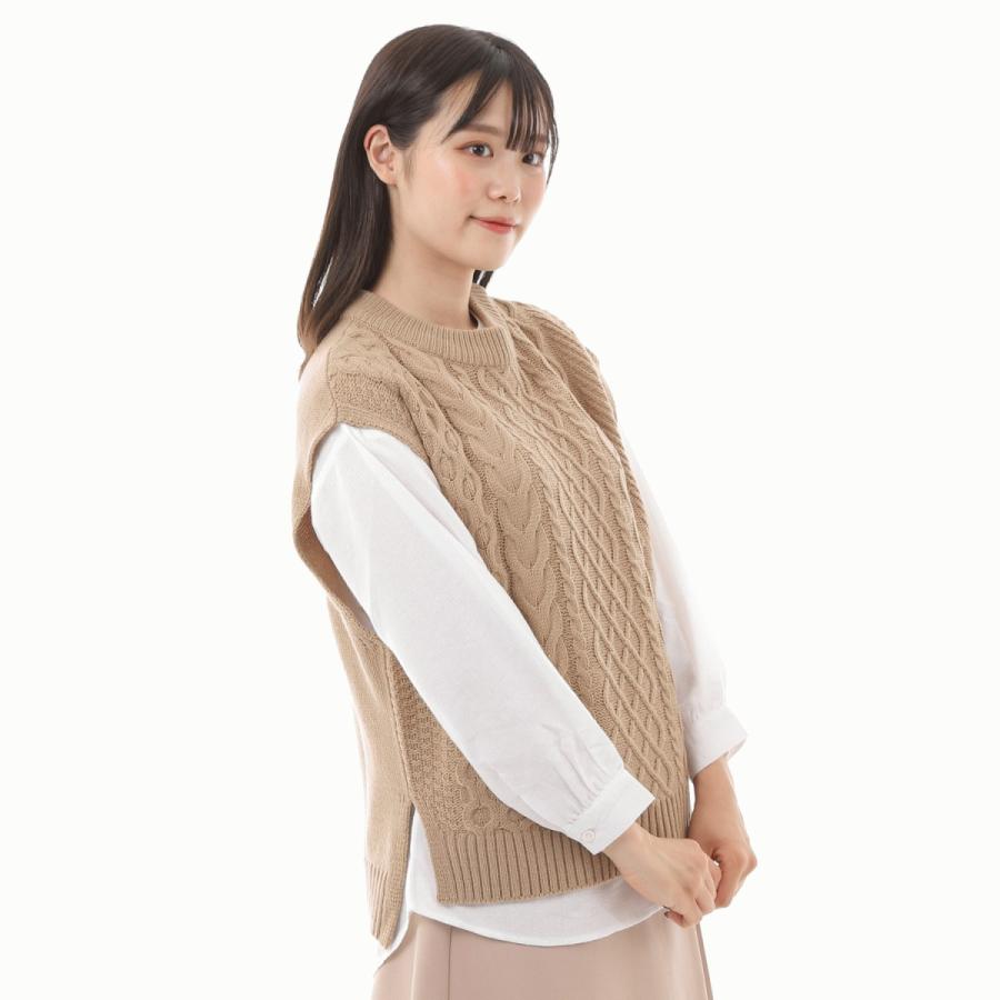 送料無料 セットで ゆったり ベージュ ブラック ブラウン カーキ ニットベストとネルシャツセット |  | 01