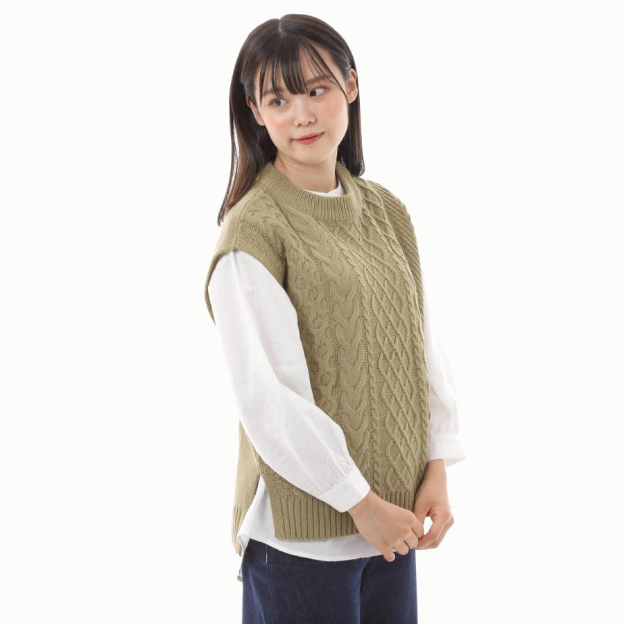 送料無料 セットで ゆったり ベージュ ブラック ブラウン カーキ ニットベストとネルシャツセット |  | 06