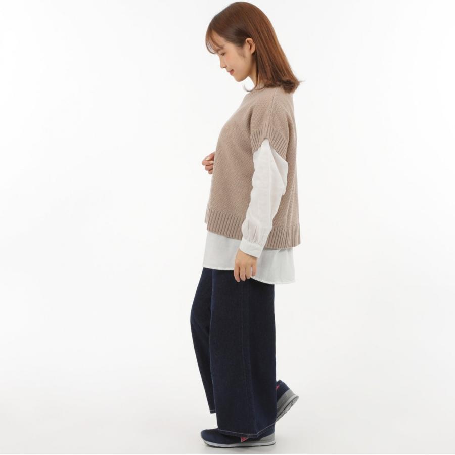 送料無料 セットで2300円 ゆったり ベージュ  ブラウン ニットベストとネルシャツセット |  | 04