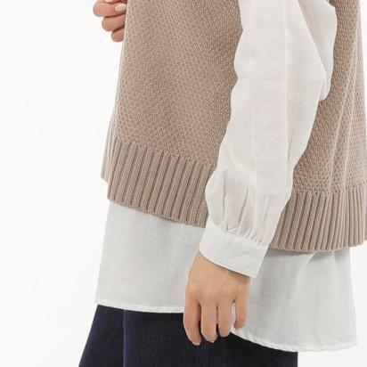 送料無料 セットで2300円 ゆったり ベージュ  ブラウン ニットベストとネルシャツセット |  | 05