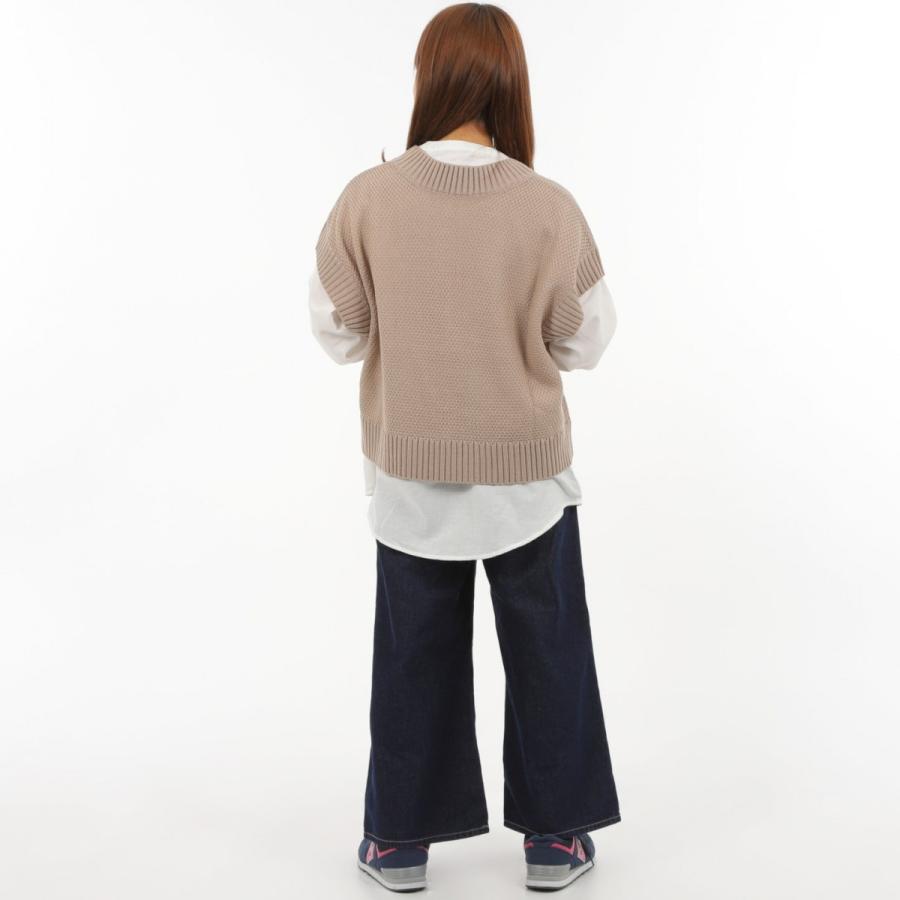 送料無料 セットで2300円 ゆったり ベージュ  ブラウン ニットベストとネルシャツセット |  | 06