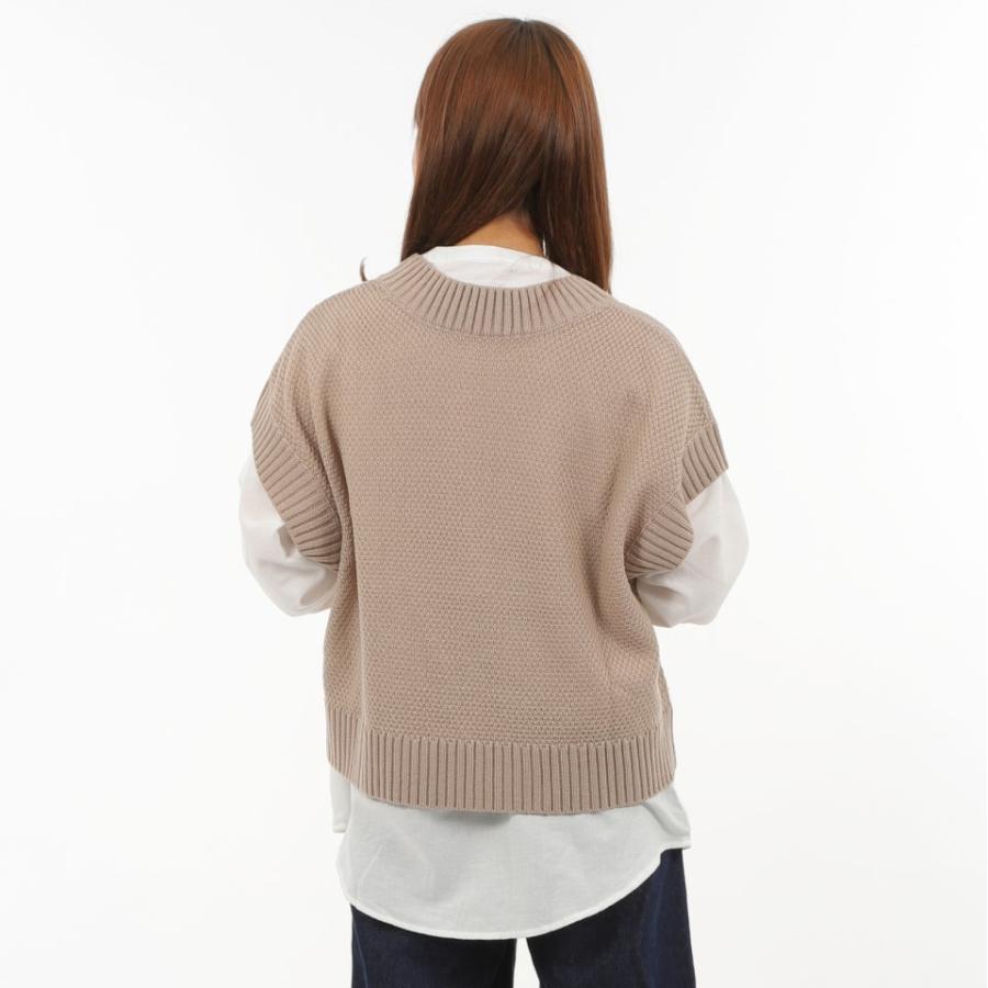 送料無料 セットで2300円 ゆったり ベージュ  ブラウン ニットベストとネルシャツセット |  | 07