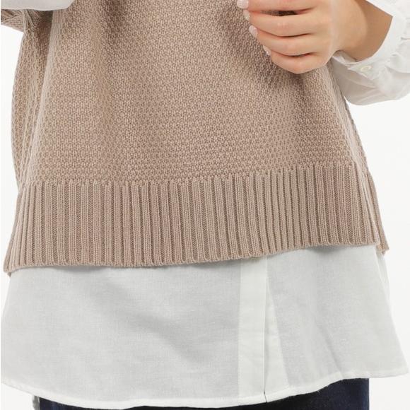 送料無料 セットで2300円 ゆったり ベージュ  ブラウン ニットベストとネルシャツセット |  | 09