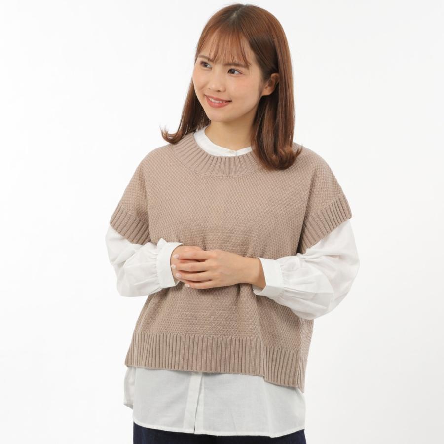 送料無料 セットで2300円 ゆったり ベージュ  ブラウン ニットベストとネルシャツセット |  | 11