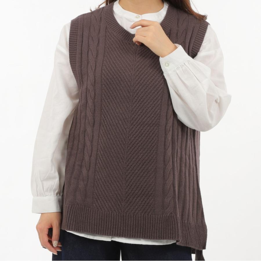 送料無料 セットで2300円 ゆったり ベージュ ブラウン ニットベストとネルシャツセット |  | 10