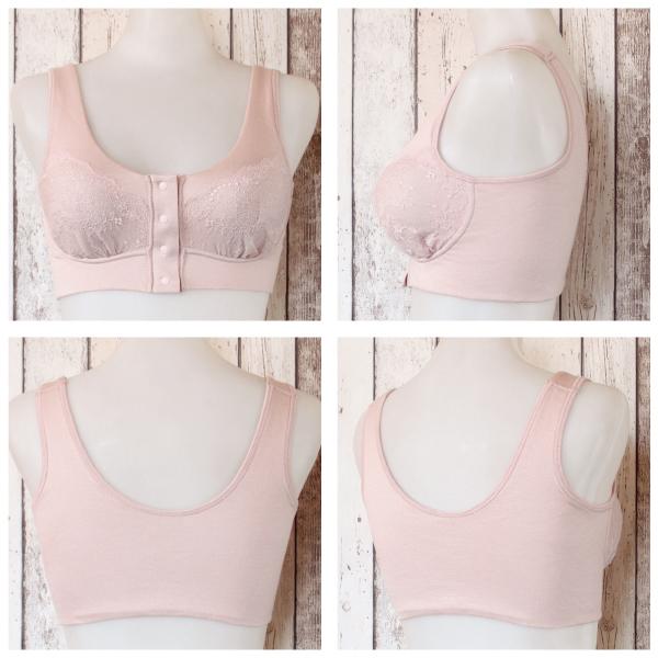 ブラジャー 前開き レーシー ハーフトップ ナイトブラ ノンワイヤー フロントホック Fleep フリープ 日本製 乳がん 術後 ネコポス可 84087 S M L LL bra 四十肩 | Fleep | 06