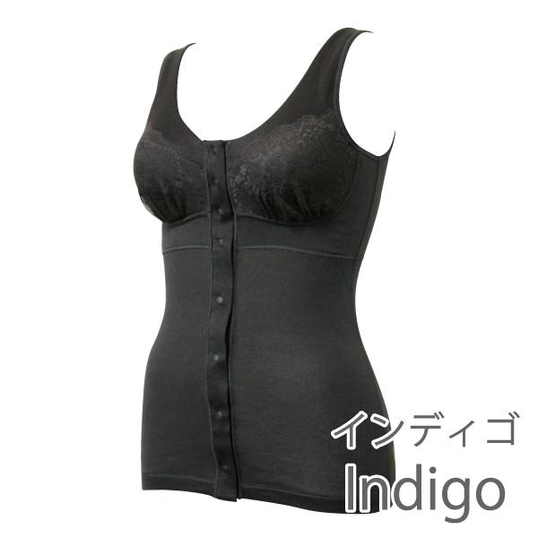 前開きカップ付きタンクトップ シンプルレーシー お肌にやさしい ブラトップ 肩が凝らない Fleep フリープ 日本製 乳がん 術後 ネコポス可 84088 S M L LL | Fleep | 07