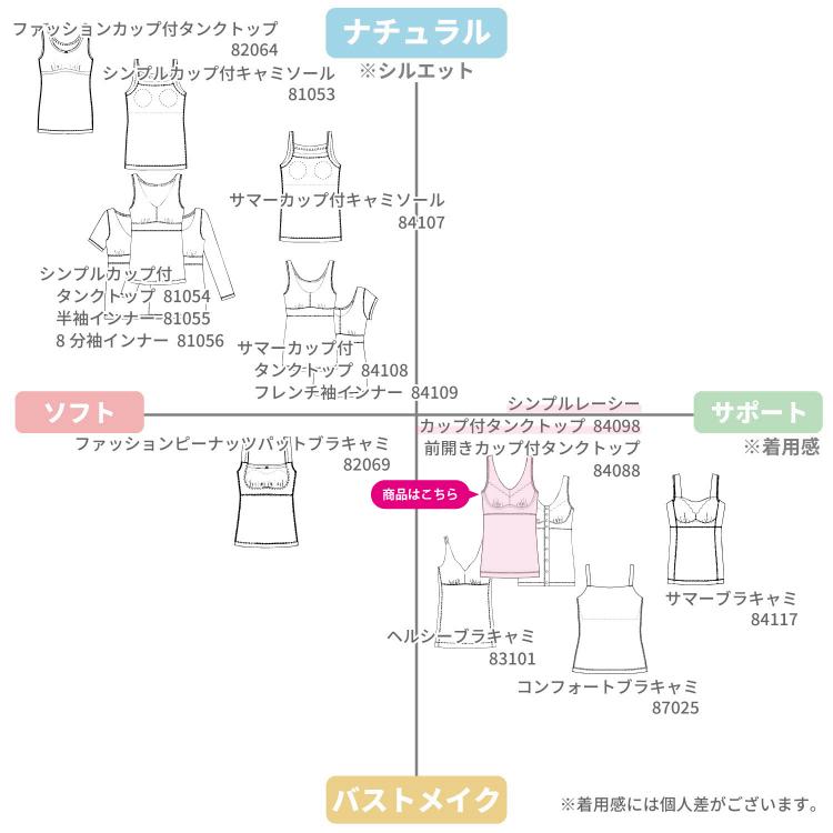 カップ付きタンクトップ シンプルレーシー お肌にやさしい ブラトップ 肩が凝らない Fleep フリープ 日本製 乳がん 術後 ネコポス可 84098 S M L LL | Fleep | 16