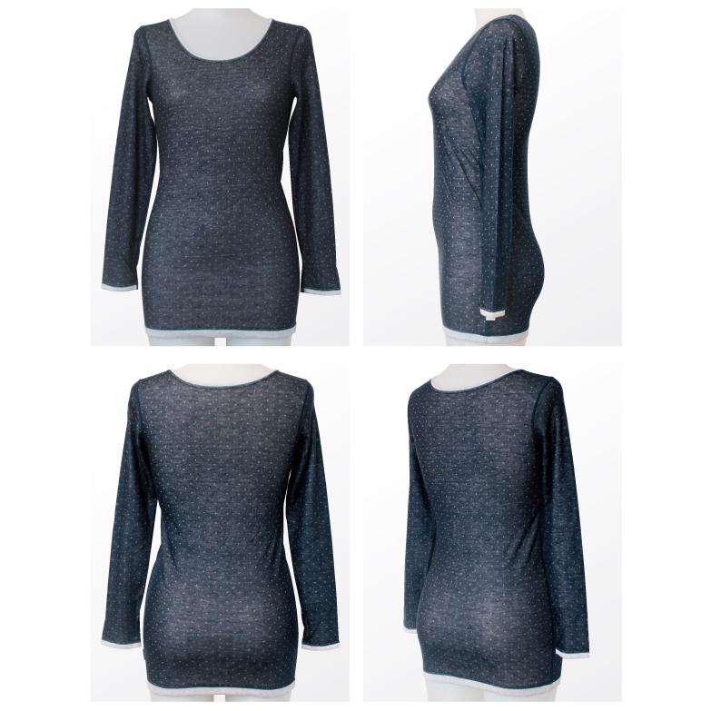 ドット 柄 8分袖インナー お肌にやさしい下着 Fleep フリープ あったか 肌側綿100％ インナーウェア 日本製 84100 S M L LL ネコポス可 | Fleep | 09