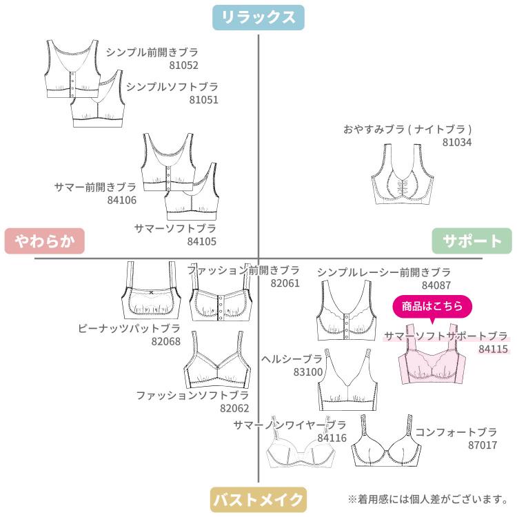 ブラジャー サマー ソフトサポートブラ 爽やか 上品 大人 ナイトブラ お肌にやさしい下着 Fleep フリープ ノンワイヤー ネコポス可 84115 M L LL bra | Fleep | 21