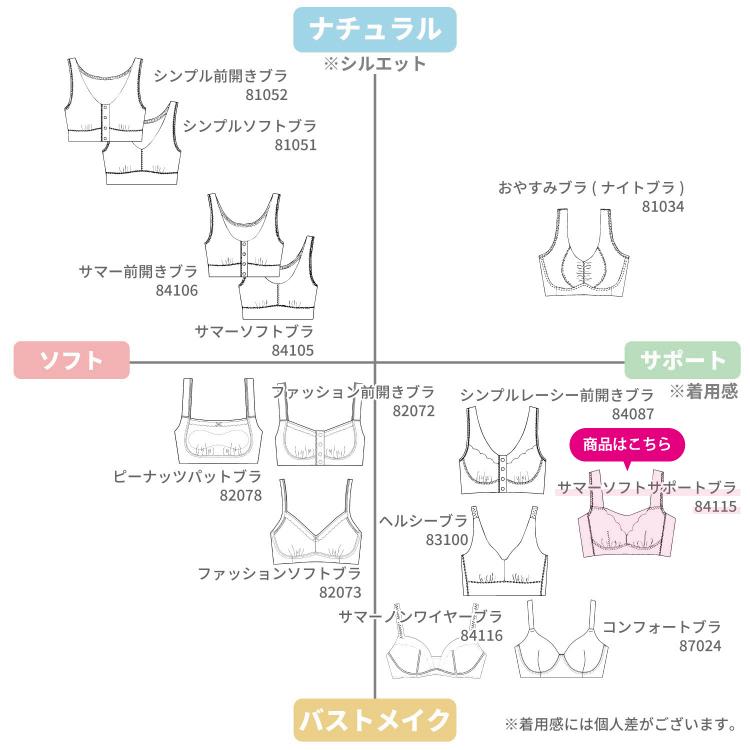 ブラジャー サマー ソフトサポートブラ 爽やか 上品 大人 ナイトブラ お肌にやさしい下着 Fleep フリープ ノンワイヤー ネコポス可 84115 M L LL bra | Fleep | 21