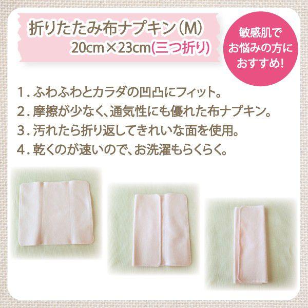 折りたたみ布ナプキン M 三つ折り 綿100％ お肌にやさしい Fleep フリープ 布ナプキン 繰り返し エコ サニタリー 20cm×23cm 日本製 ネコポス可 86012 ピンク | ブランド登録なし | 02