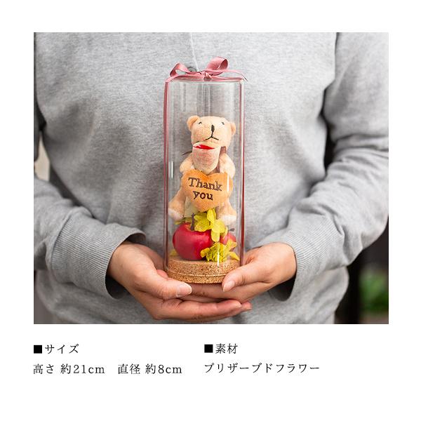 プリザーブドフラワー こぐまとりんご ガラスボトル花ギフト 花 プリザーブドフラワー こぐまとりんご ガラスボトル花ギフト 花