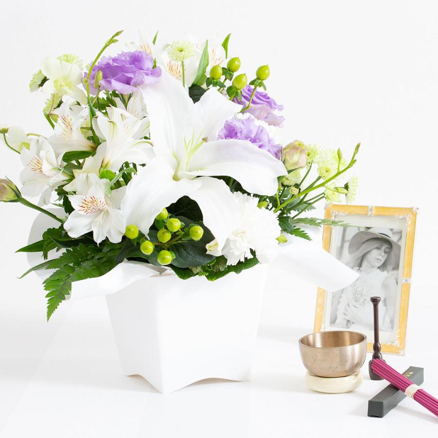 生花 フラワーアレンジメント お供え生花アレンジ 想悠 線香セット