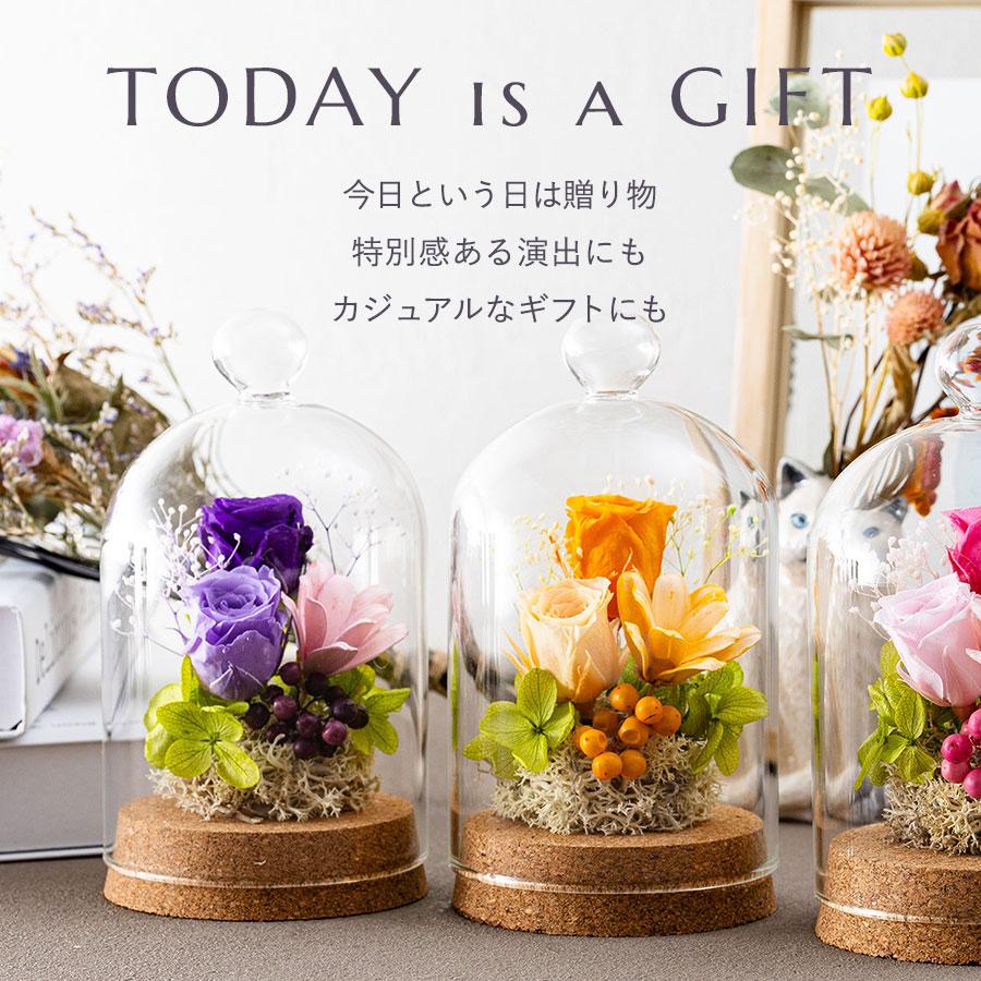 プリザーブドフラワー プレゼント ガラスドーム カリーナ : 花と