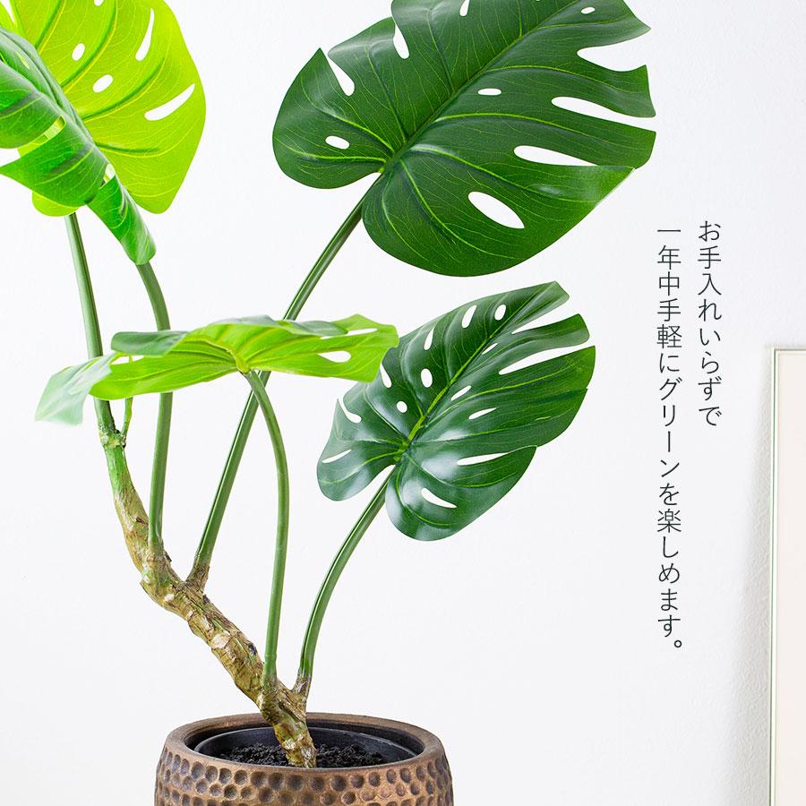 モンステラ 陶器鉢付 人工樹木 フェイクグリーン : 花とインテリア雑貨