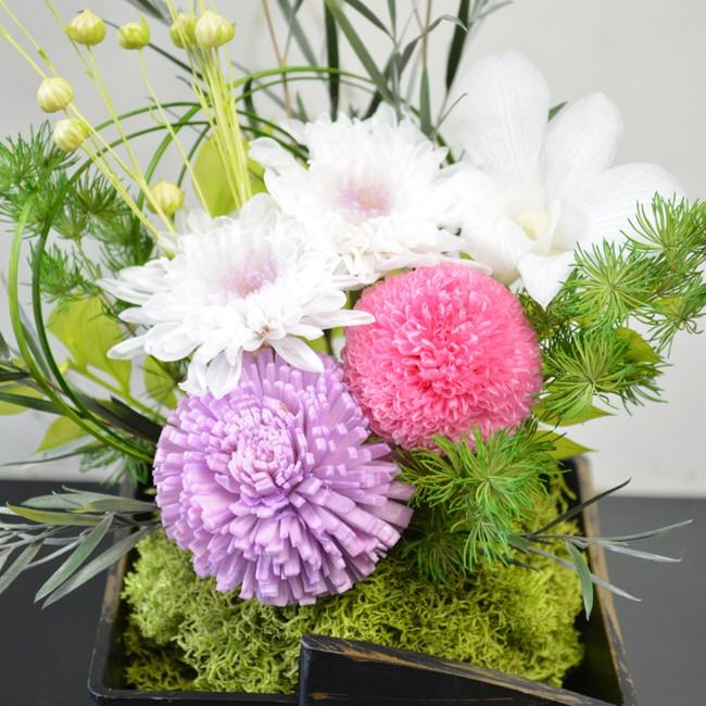 和風プリザーブドフラワー 苔玉風　アレンジメント 凛（りん） プレゼント 贈り物 誕生日 お祝い 古希 還暦 花 ギフト |  | 02