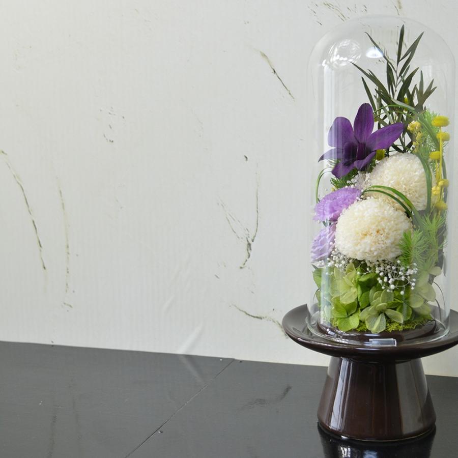お供えプリザーブドフラワー ドーム ホワイト&パープル 紫華 仏花 仏壇 彼岸 お悔み 仏壇用 法事 初盆 花 贈り物 |  | 01