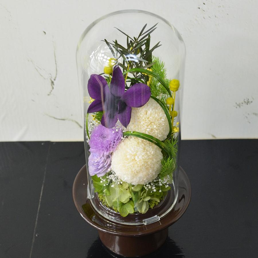 お供えプリザーブドフラワー ドーム ホワイト&パープル 紫華 仏花 仏壇 彼岸 お悔み 仏壇用 法事 初盆 花 贈り物 |  | 03