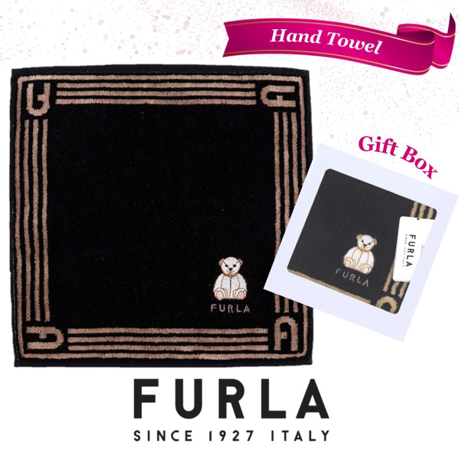 FURLA フルラ ミニタオルハンカチ ギフト テディベア ブラック FURLA フルラ ミニタオルハンカチ ギフト テディベア ブラック