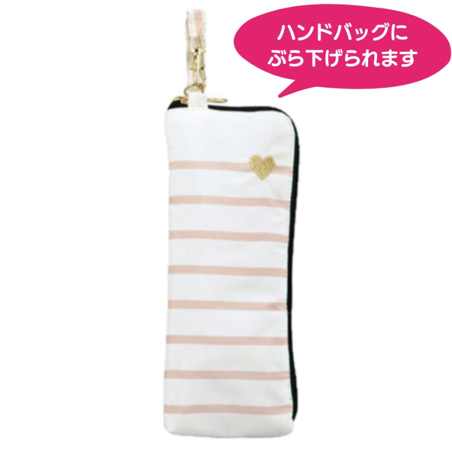 Wpc. 折りたたみ傘 Wpc ハート刺繍ボーダーゴールド ベージュ Wpc. 折りたたみ傘 Wpc ハート刺繍ボーダーゴールド ベージュ