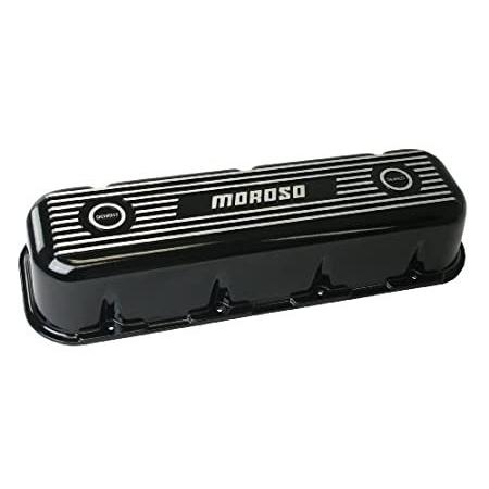 Moroso 68432 ブラックリブ編みバルブカバー ビッグブロックシボレー用