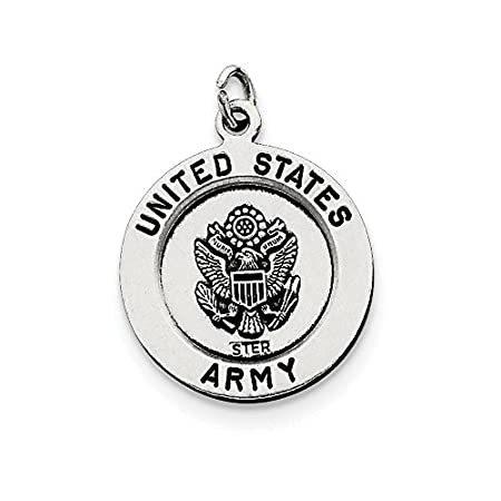 スターリングシルバーアンティークセントマイケル・陸軍メダルペンダントネックレスW/チェーン