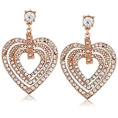 [ベッツィ・ジョンソン]Betsey Johnson Crystal Multi-Rose Gold Heart Drop Earrings ジュエリ