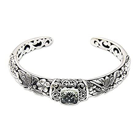 Novica Prasiolite。925スターリングシルバーカフブレスレット' Dragonfly Frangipanis '