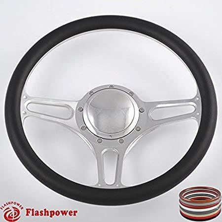 14インチ 光沢ビレットハンドル ブラック ハーフラップ ホーンボタン付き