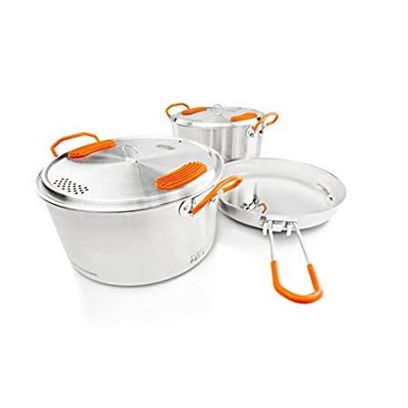 GSI Outdoors Glacier Stainless Steel Base Camper - Medium - 3 Pieces Cookse