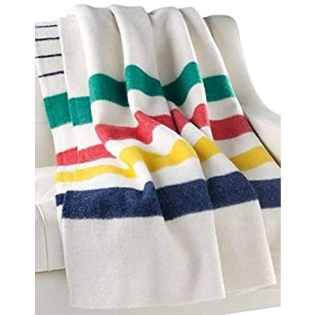 【貨物輸送無料】Hudson's Bay Company アイコニックマルチストライプポイントブランケット キングサイズ 8尖んがり ベビー毛布-ベビー、キッズ、マタニティ-ベビー用寝具、ベッド