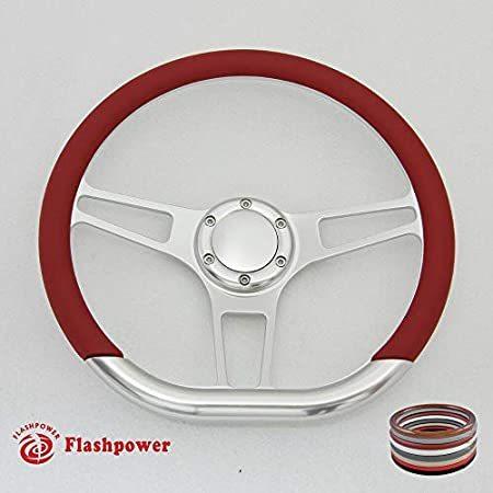 Flashpower 14インチ サテンビレットハンドル、ハーフラップとホーンボタン付き ブラック 121015-FH2