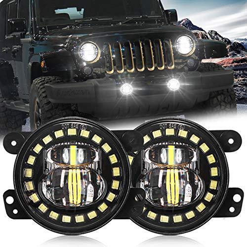 Inch　Led　Fog　Light　Ring　White　Fog　with　Halo　lights　Compatible　w　Projector