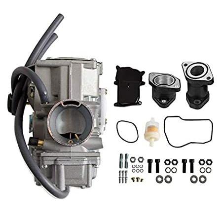 新コンプリートキャブレター インテークマニホールド付き ヤマハ ウォリアー 350 YFM350 X 1987-2004 ATV用 ブラック ZJ15