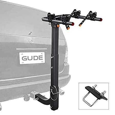 GUDE　2自転車ラック　車ヒッチマウント用　2インチヒッチレシーバー用　高耐久自転車キャリアラック　ヒッチスイングラック　揺れ防止ダブル折りたたみ式